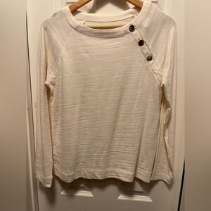 Loft NWT cream 3/4 length sleeve top with gold buttons